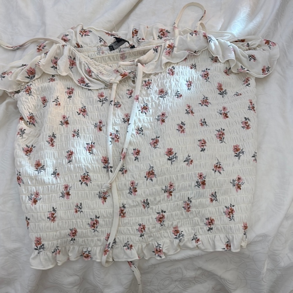 American Eagle White Floral Pants